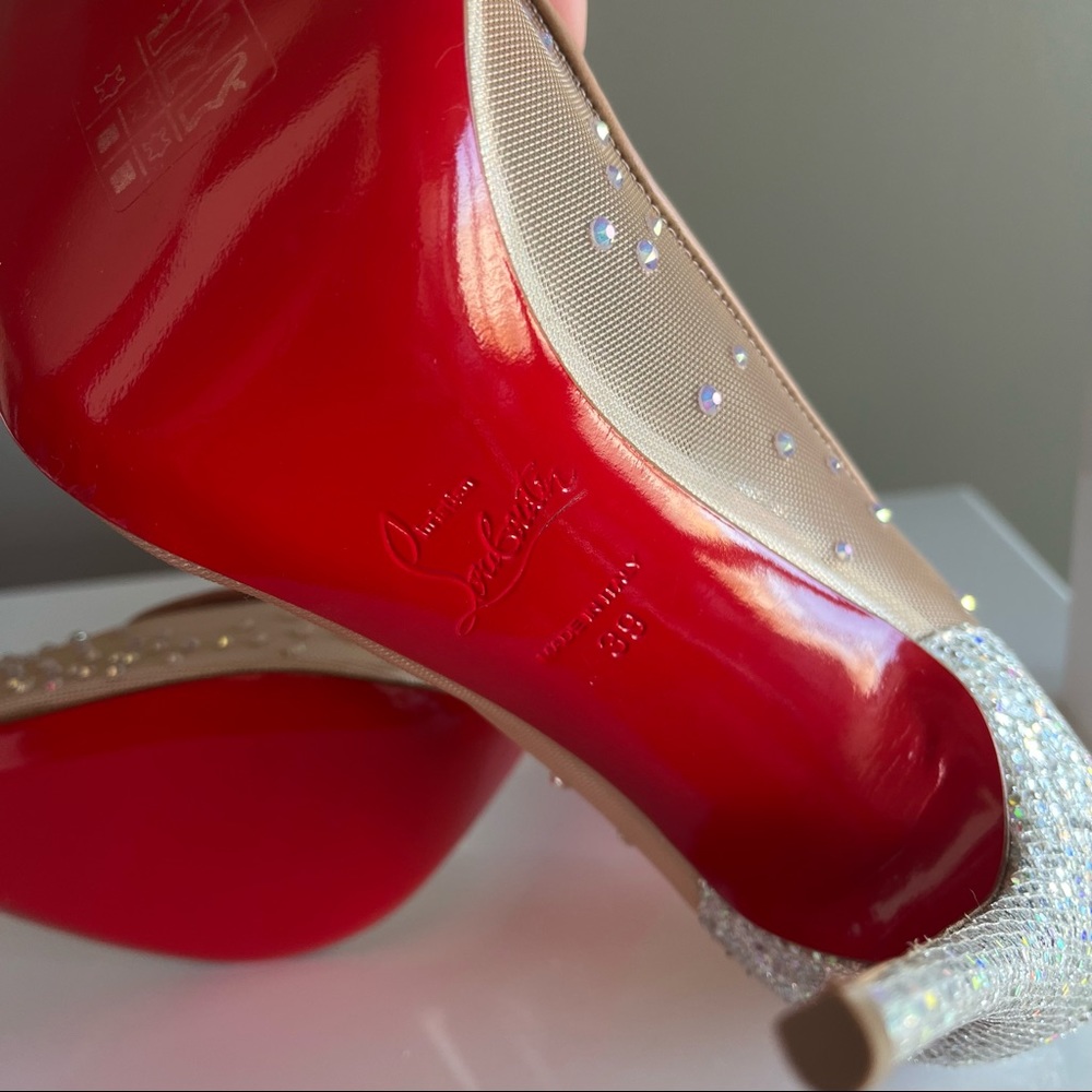 Christian Louboutin Follies Strass Pointed Toe Pump NWOT nerver worn Bridal Glam - Picture 9 of 13